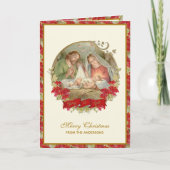 Heilige Gezin kerstmis Poinsettia Feestdagen Kaart (Voorkant)