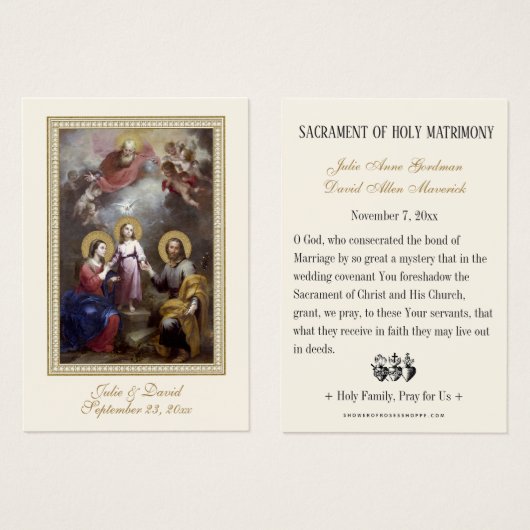 Heilige Gezin Weduwschap Heilige Kaart (Voorkant /achterkant)