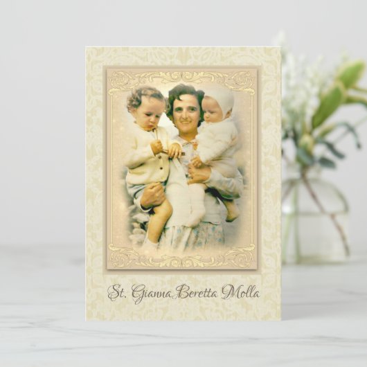 Heilige Gianna Beretta Molla Katholieke Moeder Geb Kaart (Staand voorkant)
