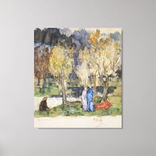 Heilige Grove van Pierre Puvis de Chavannes Canvas Afdruk (Voorkant)