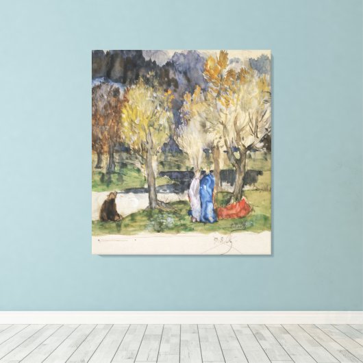 Heilige Grove van Pierre Puvis de Chavannes Canvas Afdruk (Insitu (Houten vloer))