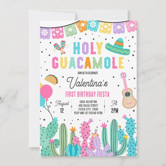 Heilige Guacamole 1e verjaardag Fiesta Party Kaart (Voorkant)