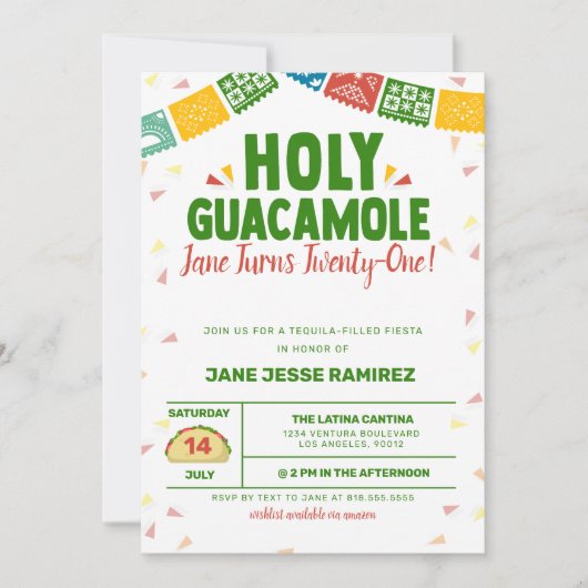 Heilige Guacamole 21ST Birthday Fiesta Kaart (Voorkant)
