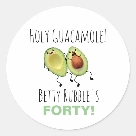Heilige Guacamole 40e verjaardag gepersonaliseerd Ronde Sticker (Voorkant)