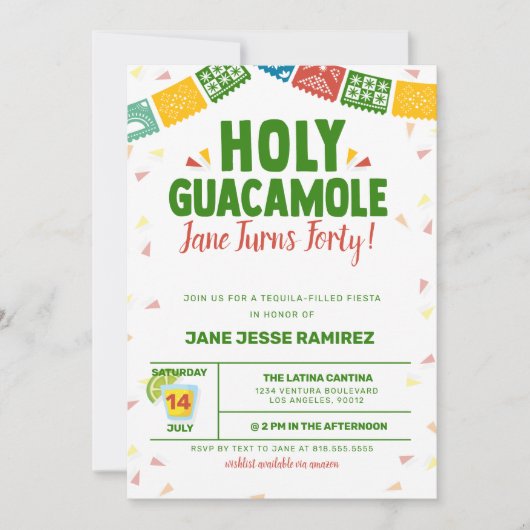 Heilige Guacamole 40e Verjaardagsfeest Kaart (Voorkant)