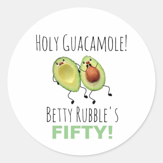Heilige Guacamole 50e verjaardag gepersonaliseerd Ronde Sticker (Voorkant)