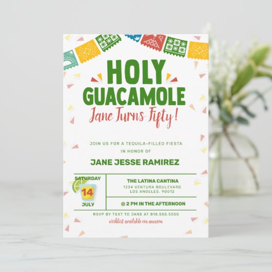 Heilige Guacamole 50ste verjaardag Fiesta Kaart (Staand voorkant)