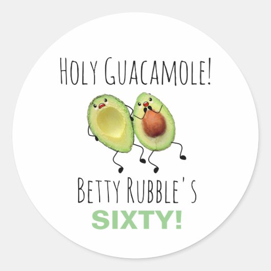 Heilige Guacamole 60e verjaardag gepersonaliseerd Ronde Sticker (Voorkant)