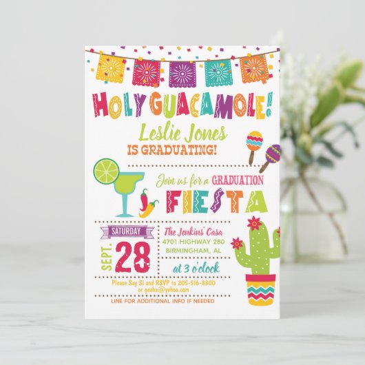 Heilige Guacamole Afstuderen Uitnodiging - WH (Staand voorkant)