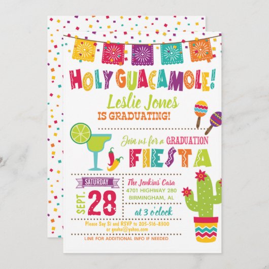Heilige Guacamole Afstuderen Uitnodiging - WH (Voorkant / Achterkant)