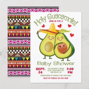 Heilige Guacamole Avocado Baby shower Fiesta Kaart