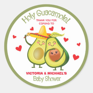 Heilige Guacamole Avocado Baby shower Fiesta Stick Ronde Sticker