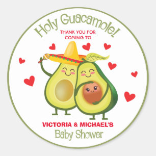 Heilige Guacamole Avocado Baby shower Fiesta Stick Ronde Sticker