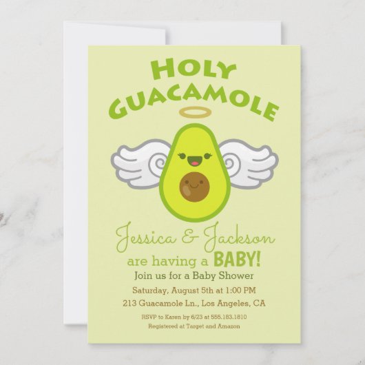 Heilige Guacamole Avocado Baby Shower Kaart (Voorkant)