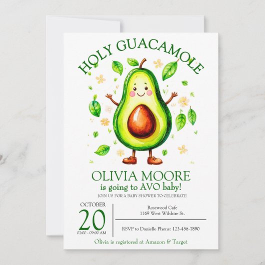 Heilige Guacamole Avocado Baby shower Kaart (Voorkant)
