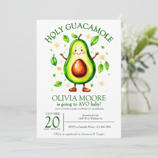 Heilige Guacamole Avocado Baby shower Kaart (Staand voorkant)