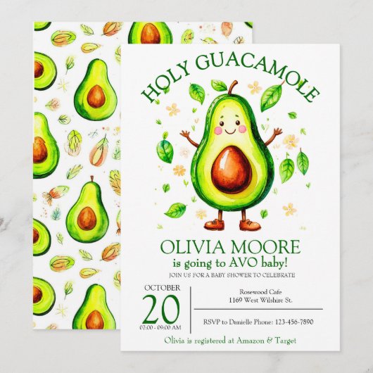 Heilige Guacamole Avocado Baby shower Kaart (Voorkant / Achterkant)