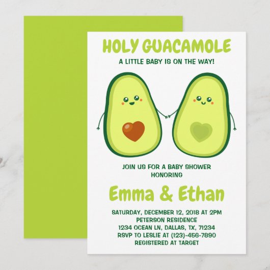 Heilige Guacamole Avocado Baby shower Kaart (Voorkant / Achterkant)
