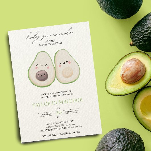 Heilige Guacamole Avocado Baby shower Kaart