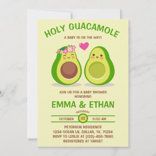 Heilige Guacamole Avocado Baby shower Kaart (Voorkant)