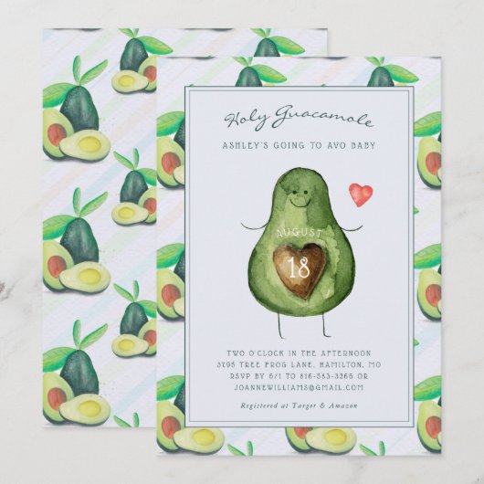 Heilige Guacamole | Avocado babyshower uitnodiging (Voorkant / Achterkant)