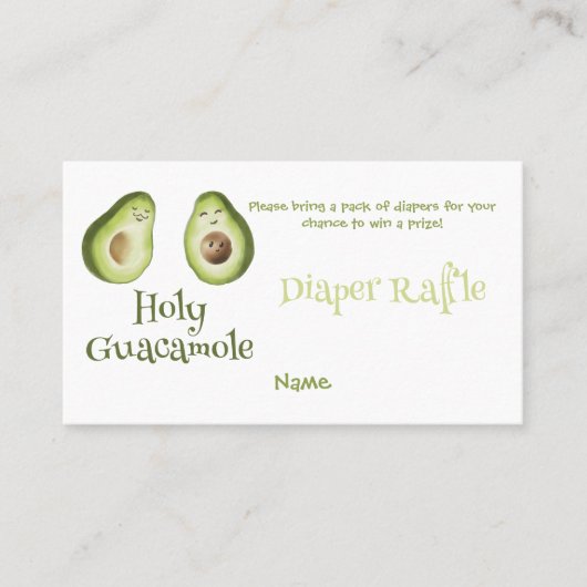 Heilige Guacamole Avocado Diaper Baby shower Raffl Visitekaartje (Voorkant)
