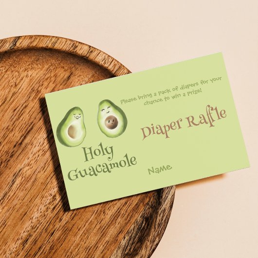 Heilige Guacamole Avocado Diaper Raffle Shower Informatiekaartje