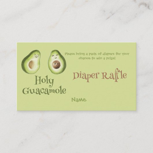 Heilige Guacamole Avocado Diaper Raffle Shower Informatiekaartje (Voorkant)