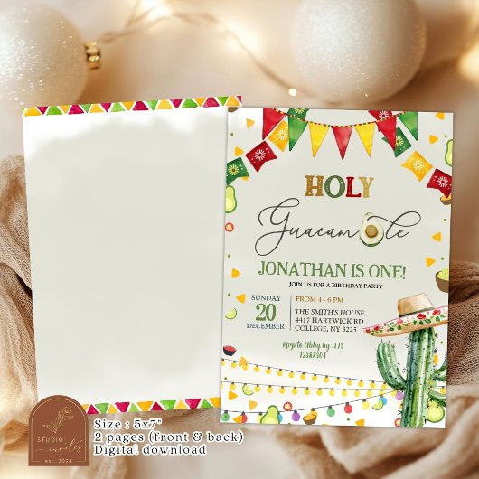 Heilige Guacamole Avocado Fiesta Kids Verjaardagsf Kaart