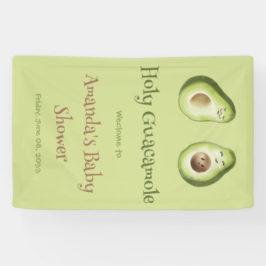 Heilige Guacamole Avocado Limoen Fiesta Baby showe Spandoek (Horizontaal)