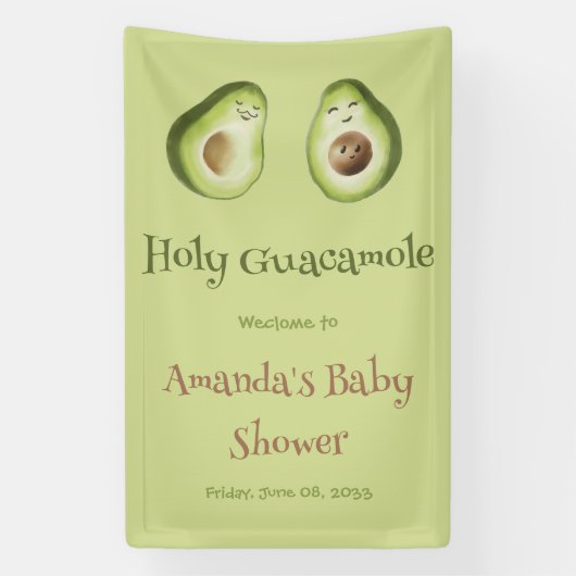 Heilige Guacamole Avocado Limoen Fiesta Baby showe Spandoek (Verticaal)
