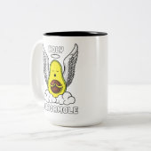 Heilige Guacamole Avocado Vegan Funny Joke Tweekleurige Koffiemok (Voorkant links)