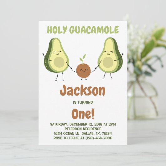 Heilige Guacamole Avocado Verjaardagsfeest Kaart (Staand voorkant)