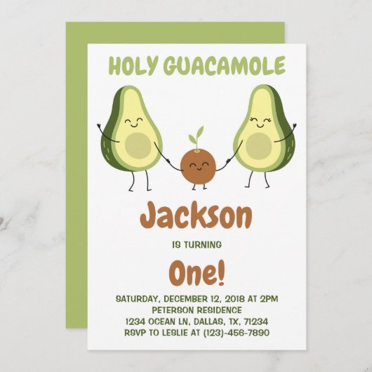Heilige Guacamole Avocado Verjaardagsfeest Kaart (Voorkant / Achterkant)