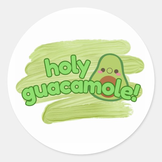 "Heilige Guacamole" Avocadosticker Cute Ronde Sticker (Voorkant)