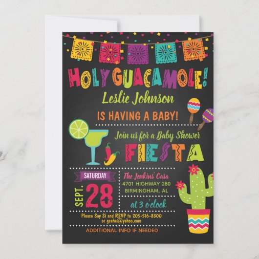 Heilige Guacamole Baby shower Fiesta Kaart (Voorkant)