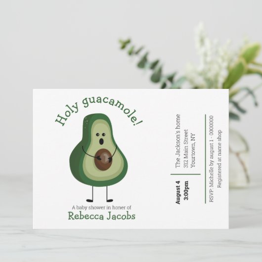 Heilige guacamole! baby shower Uitnodiging (Staand voorkant)