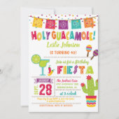 Heilige Guacamole Birthday Fiesta Invitation White Kaart (Voorkant)