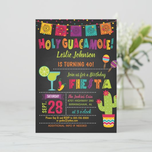 Heilige Guacamole Birthday Fiesta Kaart (Staand voorkant)
