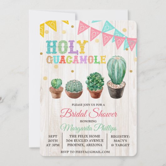 Heilige Guacamole Cactus Bridal Douche Uitnodiging (Voorkant)