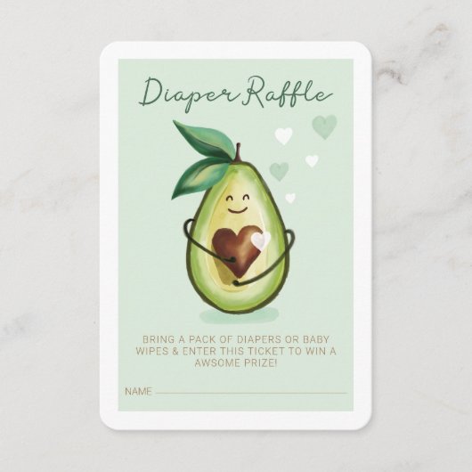 Heilige Guacamole Cute & Fun Avocado Diaper Raffle Informatiekaartje (Voorkant)