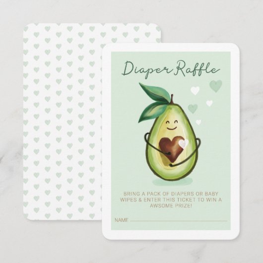 Heilige Guacamole Cute & Fun Avocado Diaper Raffle Informatiekaartje (Voorkant / Achterkant)