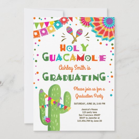 Heilige Guacamole Fiesta Afstuderen Kaart (Voorkant)