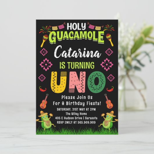 Heilige Guacamole Fiesta avocado 1e Verjaardag Uno Kaart (Staand voorkant)