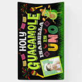Heilige Guacamole Fiesta avocado Birthday Uno, Fot Spandoek (Verticaal)