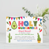 Heilige Guacamole Fiesta Baby shower Kawaii Avocad Kaart (Staand voorkant)