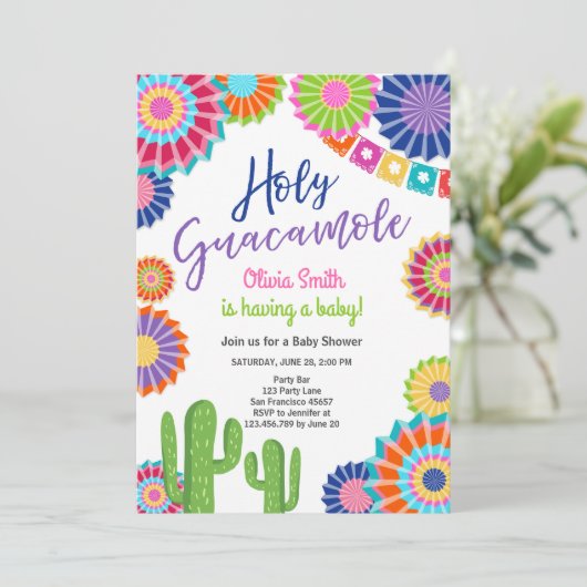 Heilige Guacamole Fiesta Baby shower Mexicaanse Pa Kaart (Staand voorkant)