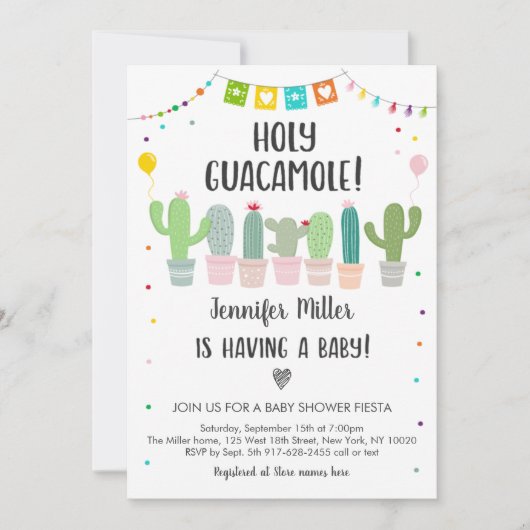 Heilige Guacamole Fiesta Cactus Baby shower Kaart (Voorkant)