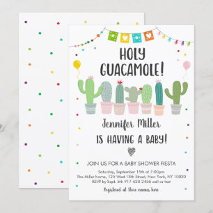 Heilige Guacamole Fiesta Cactus Baby shower Kaart