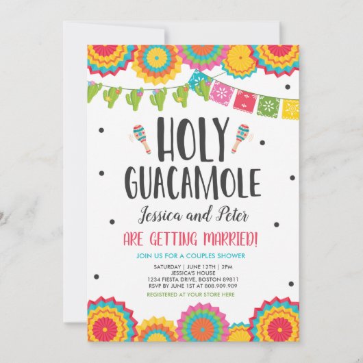 Heilige Guacamole Fiesta Cactus Couples Shower Kaart (Voorkant)